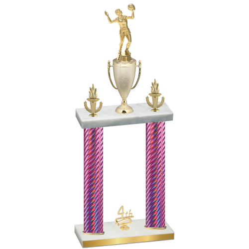 Double Pink Carbon Fiber Fourth Place Volleyball Trophy