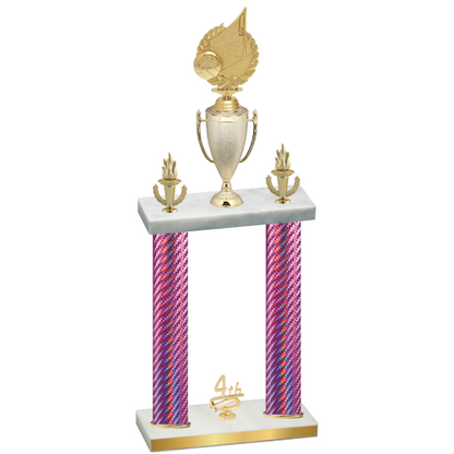 Double Pink Carbon Fiber Fourth Place Volleyball Trophy