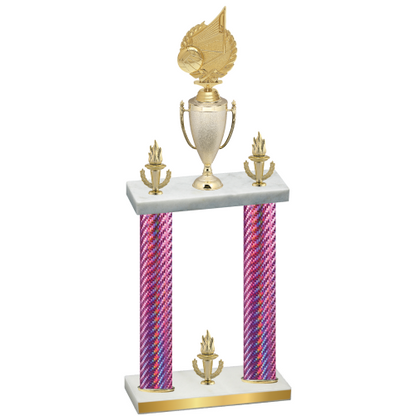Double Pink Carbon Fiber Victory Volleyball Trophy