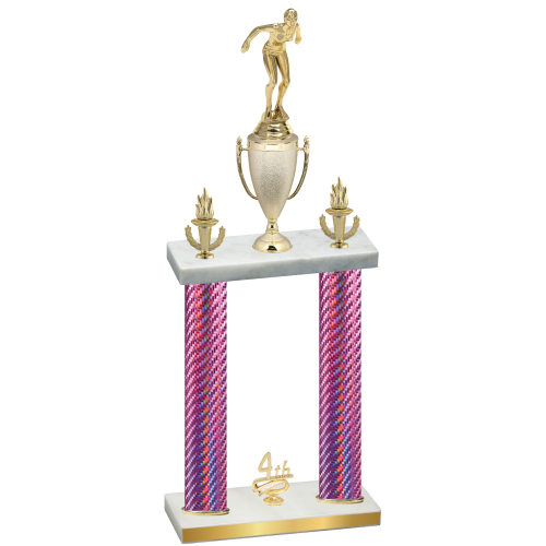 Double Pink Carbon Fiber Fourth Place Tennis Trophy