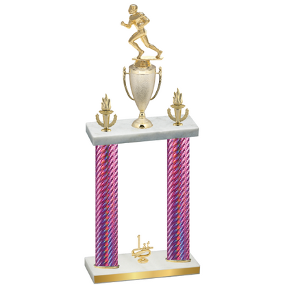Double Pink Carbon Fiber First Place Football Trophy