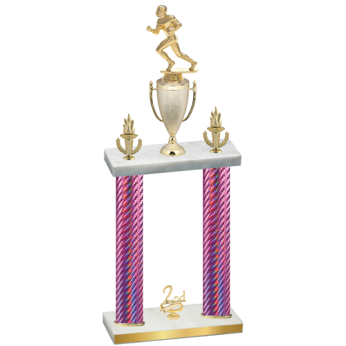 Double Pink Carbon Fiber Second Place Football Trophy
