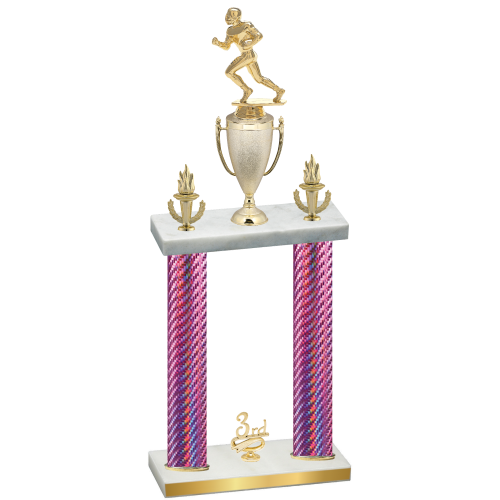 Double Pink Carbon Fiber Third Place Football Trophy