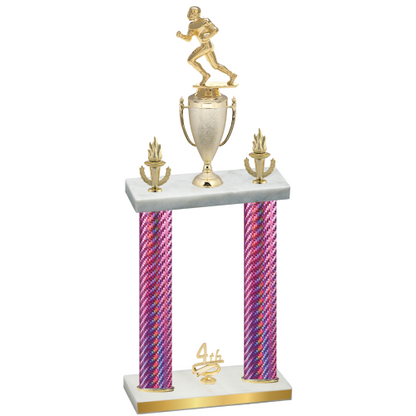 Double Pink Carbon Fiber Fourth Place Football Trophy