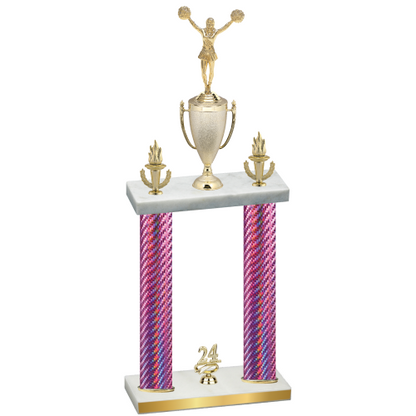 Double Pink Carbon Fiber Year Cheerleading Trophy