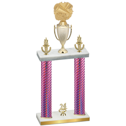 Double Pink Carbon Fiber Year Cheerleading Trophy