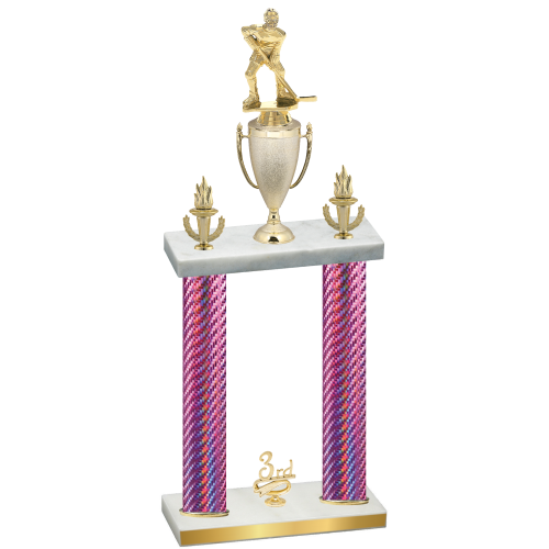 Double Pink Carbon Fiber Third Place Hockey Trophy