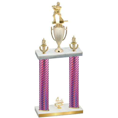 Double Pink Carbon Fiber Fourth Place Hockey Trophy