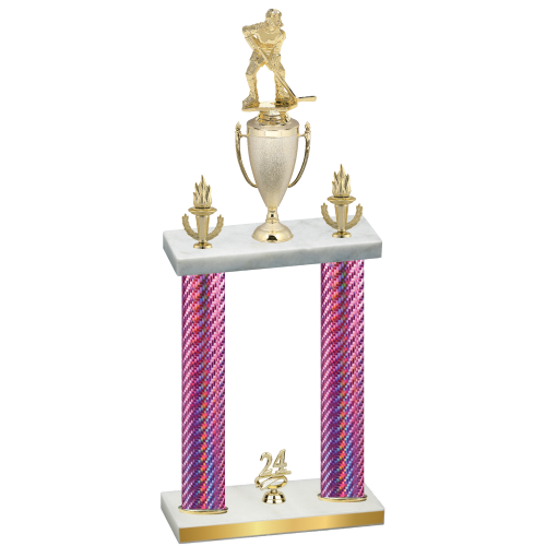 Double Pink Carbon Fiber Year Hockey Trophy