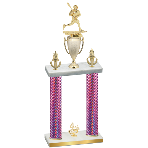 Double Pink Carbon Fiber Fourth Place Lacrosse Trophy