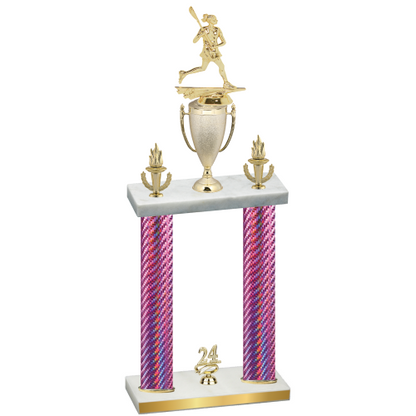 Double Pink Carbon Fiber Year Lacrosse Trophy