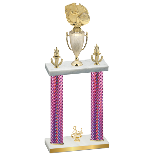 Double Pink Carbon Fiber Third Place Basketball Trophy