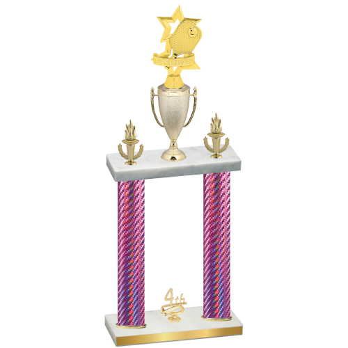 Double Pink Carbon Fiber Fourth Place Pickleball Trophy