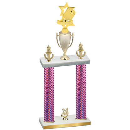 Double Pink Carbon Fiber Year Pickleball Trophy