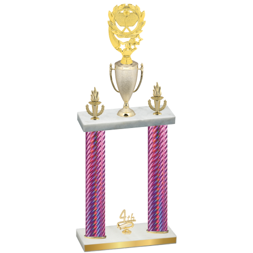Double Pink Carbon Fiber Fourth Place Pickleball Trophy