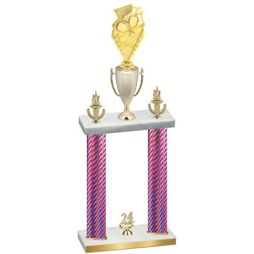 Double Pink Carbon Fiber Year Pickleball Trophy