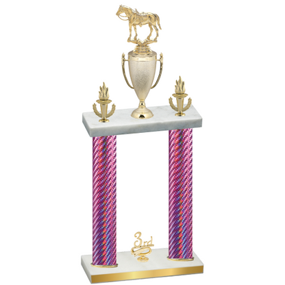 Double Pink Carbon Fiber Third Place Horses Trophy
