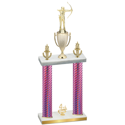 Double Pink Carbon Fiber Fourth Place Archery Trophy