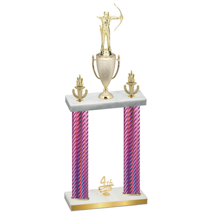 Double Pink Carbon Fiber Fourth Place Archery Trophy