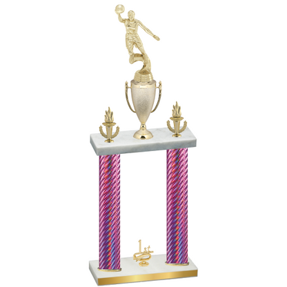 Double Pink Carbon Fiber First Place Basketball Trophy