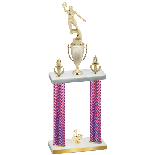 Double Pink Carbon Fiber Third Place Basketball Trophy