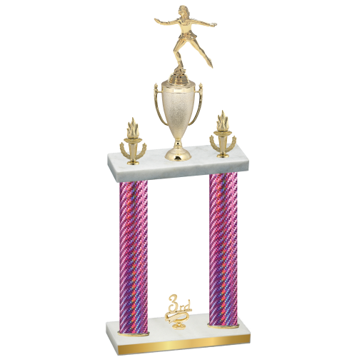 Double Pink Carbon Fiber Third Place Skater Trophy