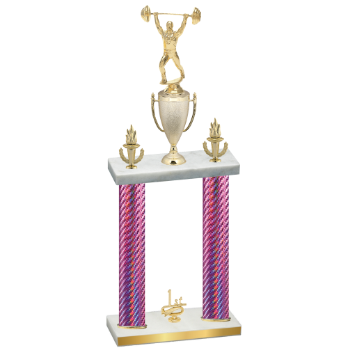 Double Pink Carbon Fiber First Place Weights Trophy