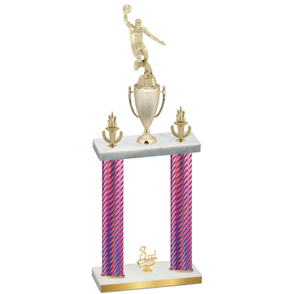 Double Pink Carbon Fiber Third Place Basketball Trophy