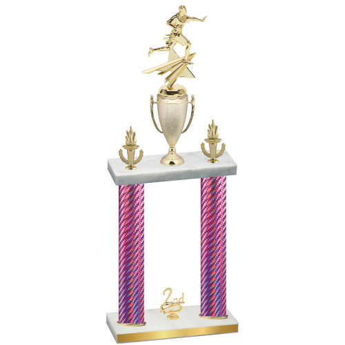 Double Pink Carbon Fiber Second Place Flag Football Trophy