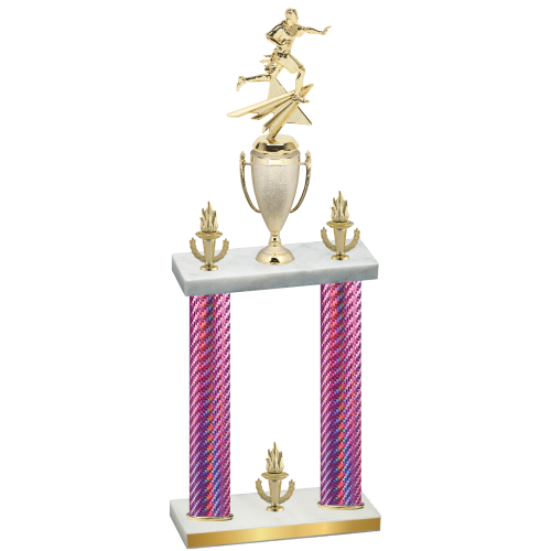 Double Pink Carbon Fiber Victory Flag Football Trophy