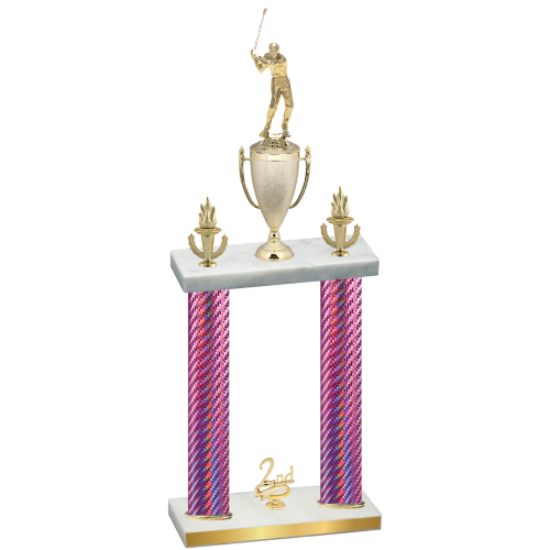 Double Pink Carbon Fiber Second Place Golf Trophy
