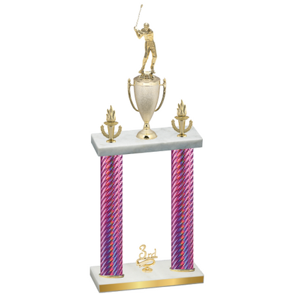Double Pink Carbon Fiber Third Place Golf Trophy