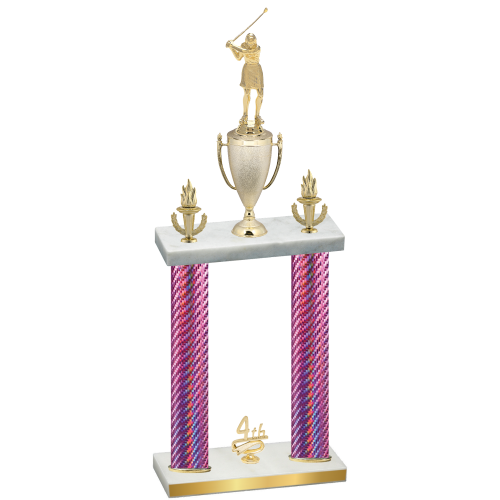 Double Pink Carbon Fiber Fourth Place Golf Trophy