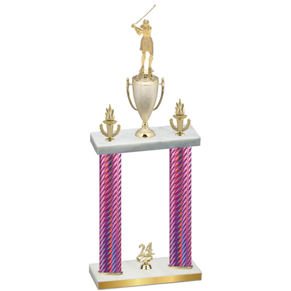 Double Pink Carbon Fiber Year Golf Trophy