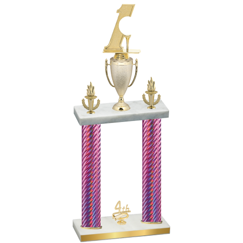 Double Pink Carbon Fiber Fourth Place Golf Trophy