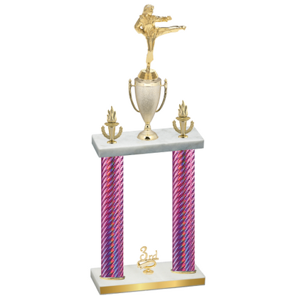 Double Pink Carbon Fiber Third Place Karate Trophy