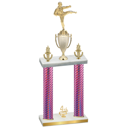 Double Pink Carbon Fiber Fourth Place Karate Trophy