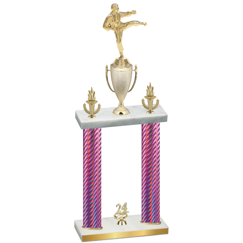 Double Pink Carbon Fiber Year Karate Trophy