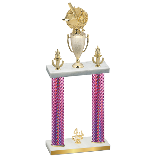 Double Pink Carbon Fiber Fourth Place Baseball Trophy