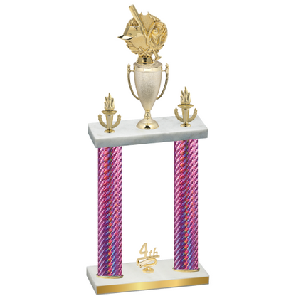 Double Pink Carbon Fiber Fourth Place Baseball Trophy