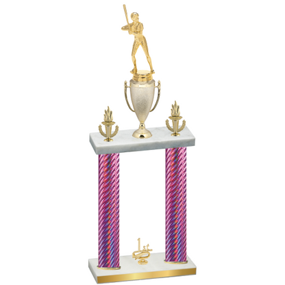 Double Pink Carbon Fiber First Place Softball Trophy