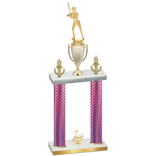 Double Pink Carbon Fiber Second Place Softball Trophy