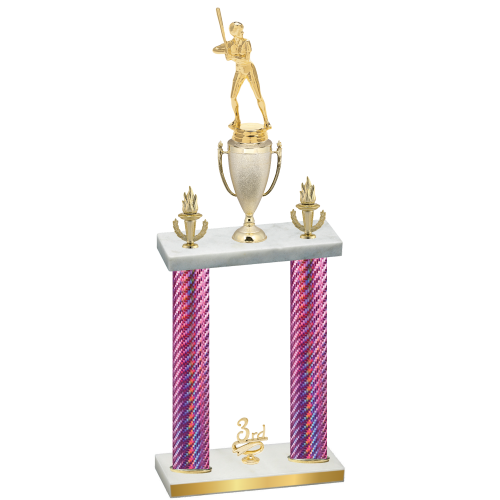 Double Pink Carbon Fiber Third Place Softball Trophy