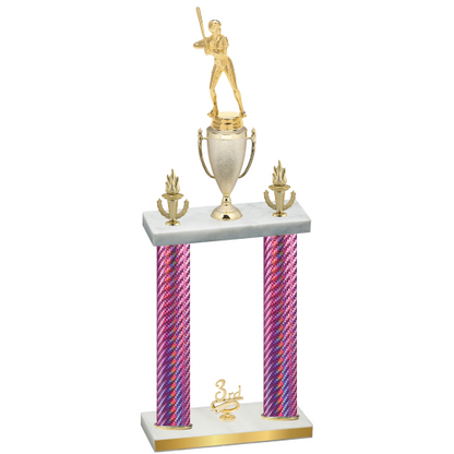 Double Pink Carbon Fiber Third Place Softball Trophy