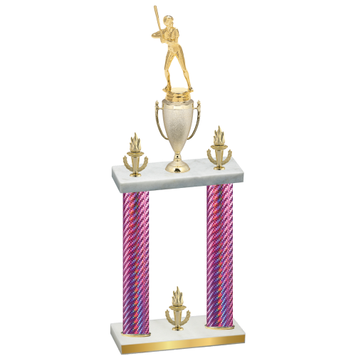 Double Pink Carbon Fiber Victory Softball Trophy