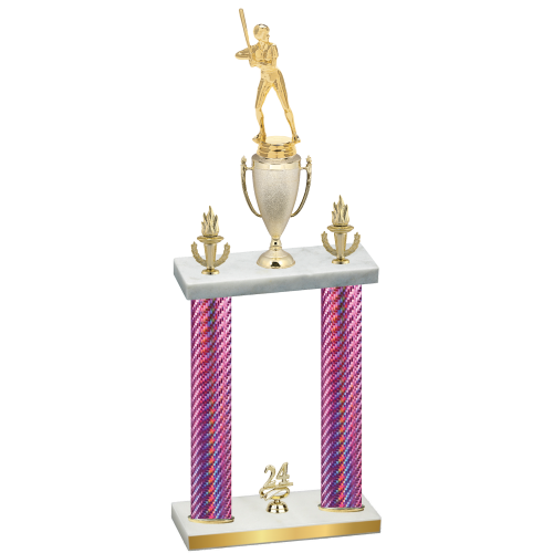 Double Pink Carbon Fiber Year Softball Trophy