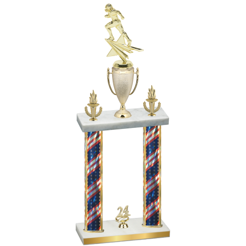 Double Flag USA Year Football Trophy