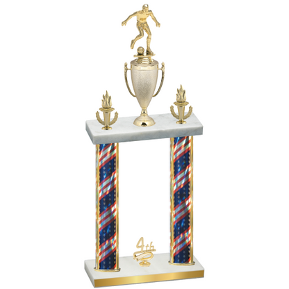 Double Flag USA Fourth Place Soccer Trophy