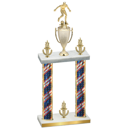 Double Flag USA Victory Soccer Trophy