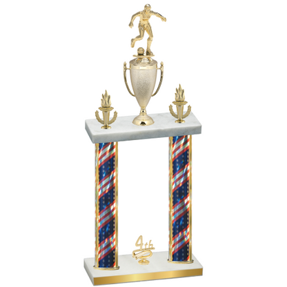 Double Flag USA Fourth Place Soccer Trophy